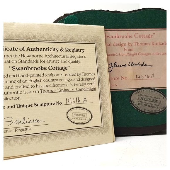 Thomas Kinkade Miniature SWANBROOKE COTTAGE with Certificate 90s Collectible VTG - Picture 11 of 11